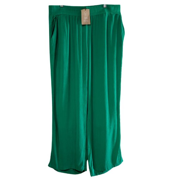 Vero Moda Curve Women's Green Wide Leg Pants, 100% Lenzing Ecovero, Size 18, NWT - Picture 1 of 15